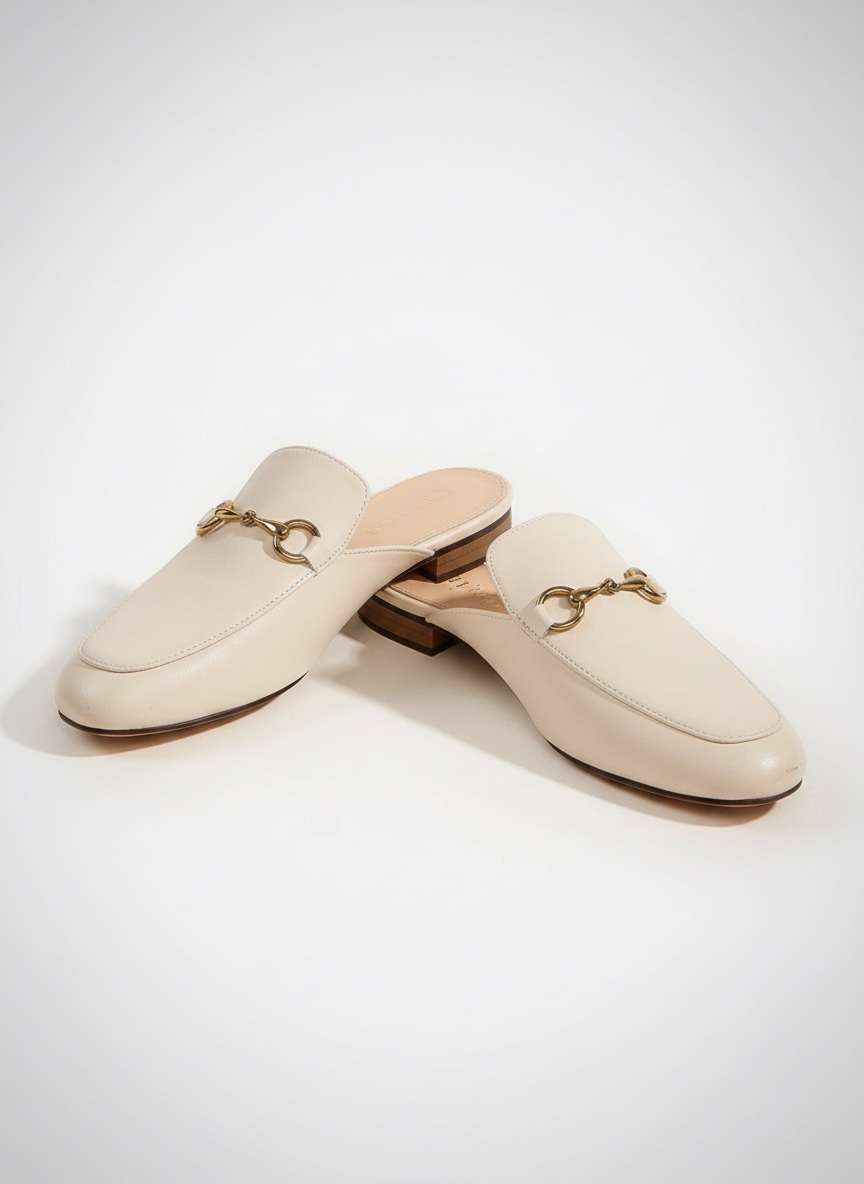 Mules plates beige 