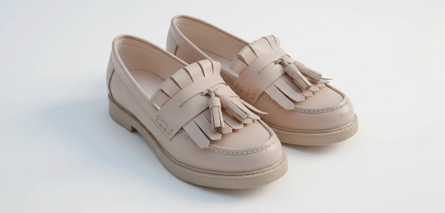 Mocassins femme beiges à franges