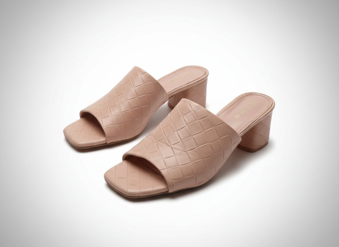 Mules camel chic à talon carré