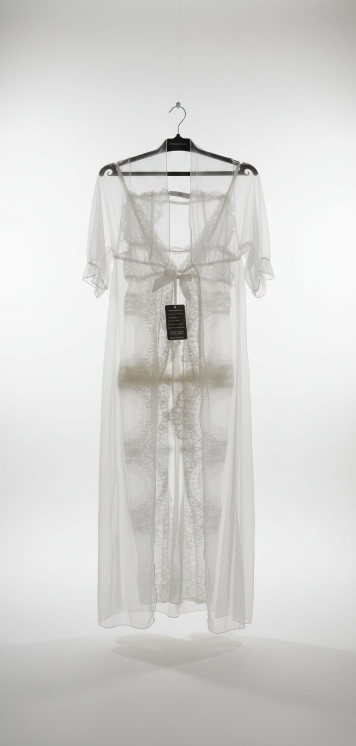 Ensemble nuisette en dentelle blanche avec robe transparente