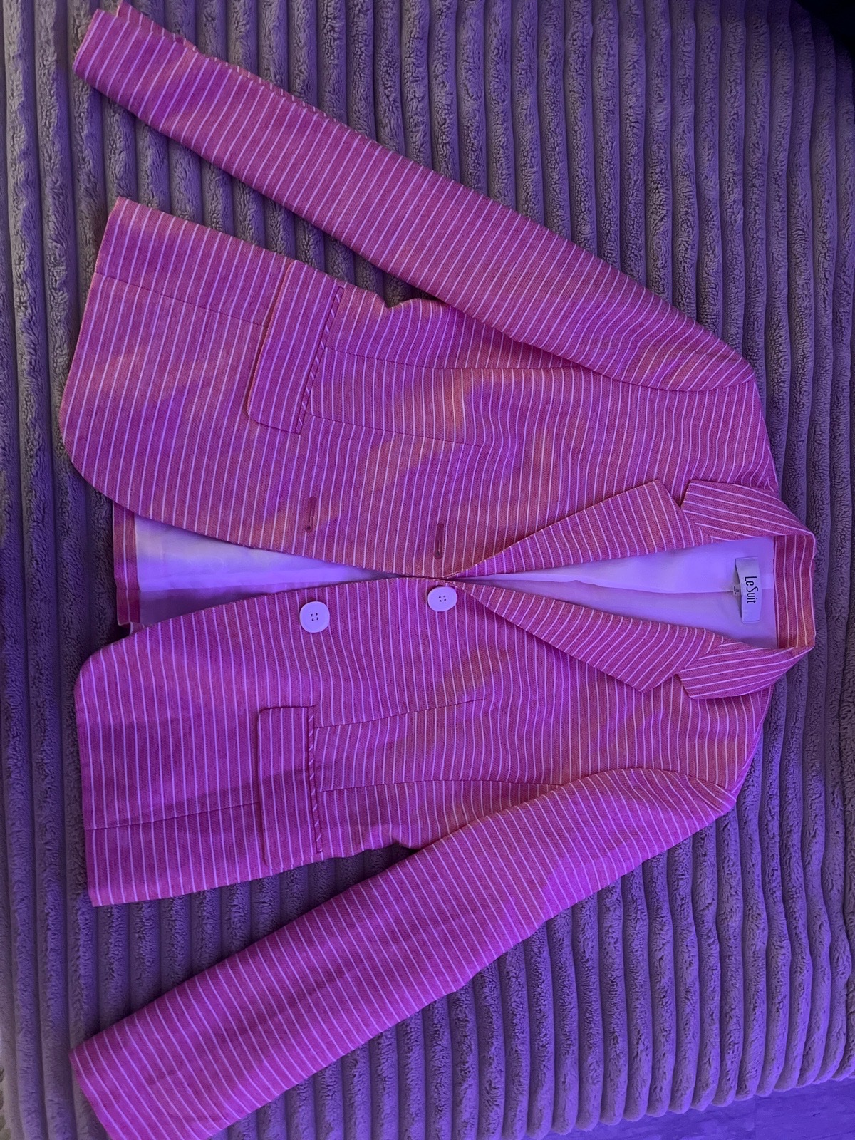 Blazer rayé rose et blanc 
