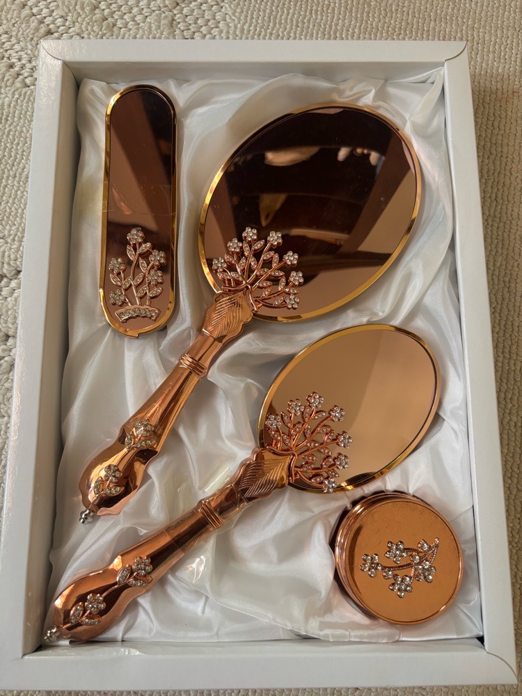Pack miroir et accessoires 3roussa rose gold
