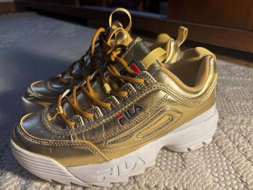 FILA Disruptor II Premium Metal Gold Trainers