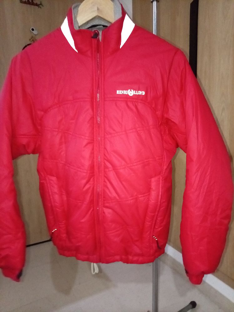 Red puffer jacket 