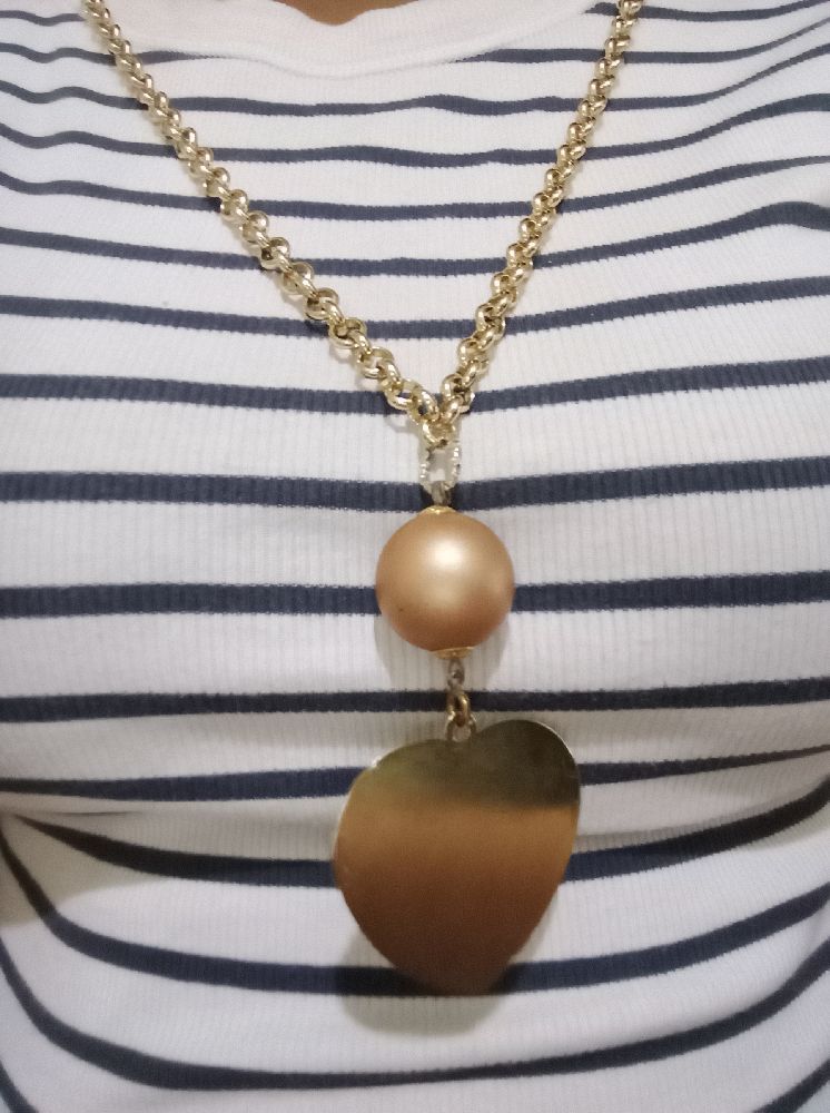 Gold heart long necklace 