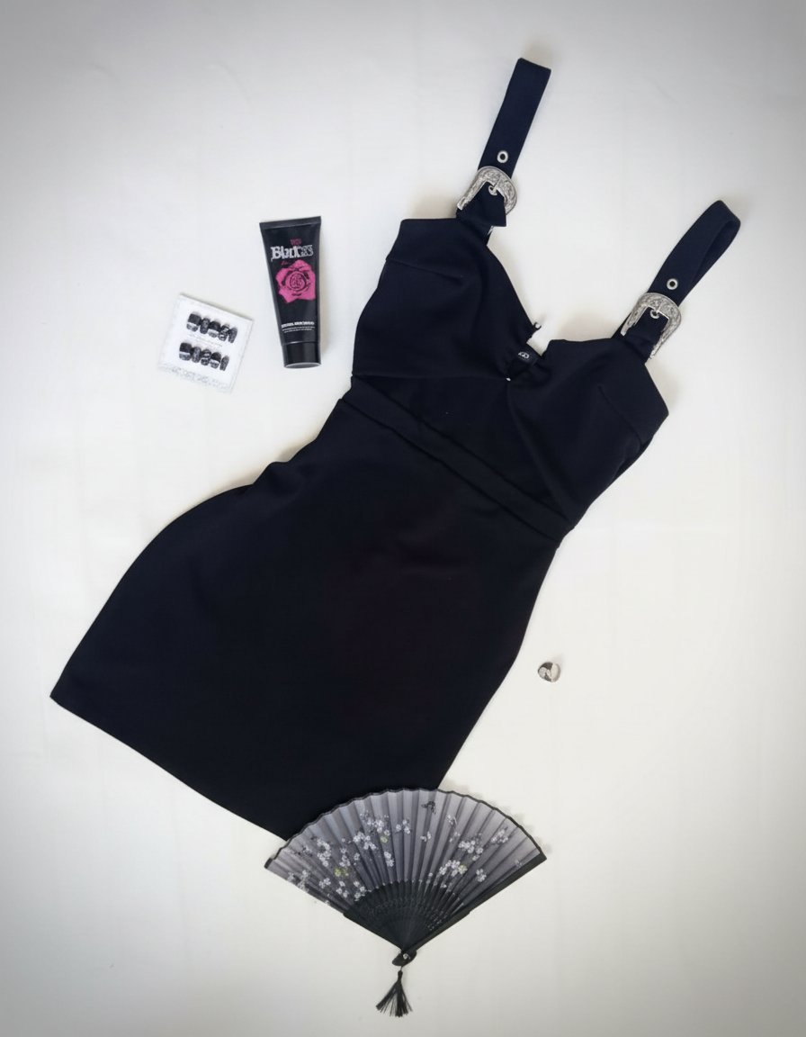  Une robe robe mini/courte avec une encolure en cœur et des details en argentés.