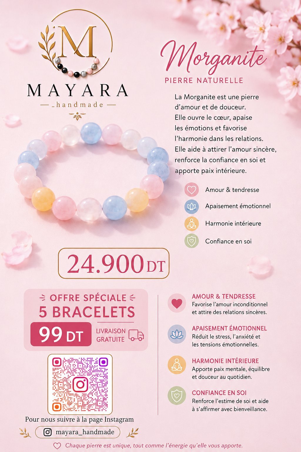 Bracelet en pierre naturelle 10mm