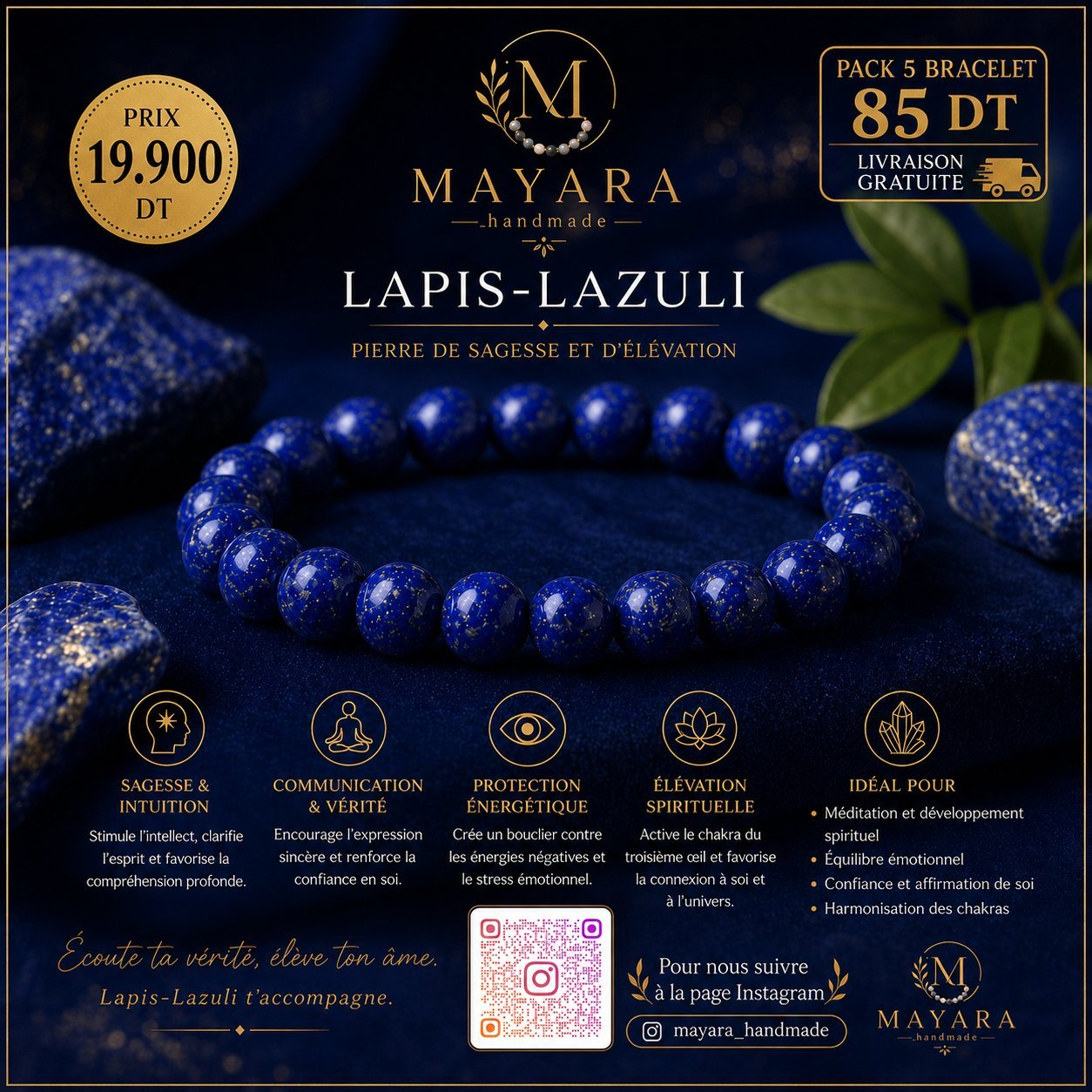 Bracelet en pierre naturelle 10 mm
