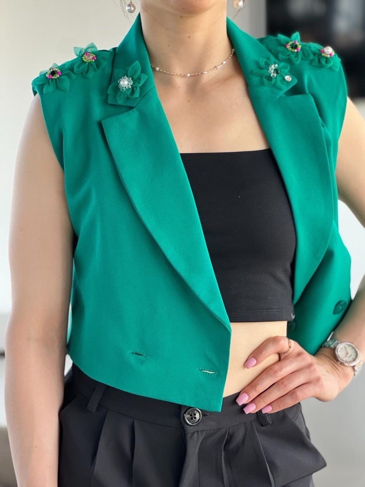 Blazer vert brodé