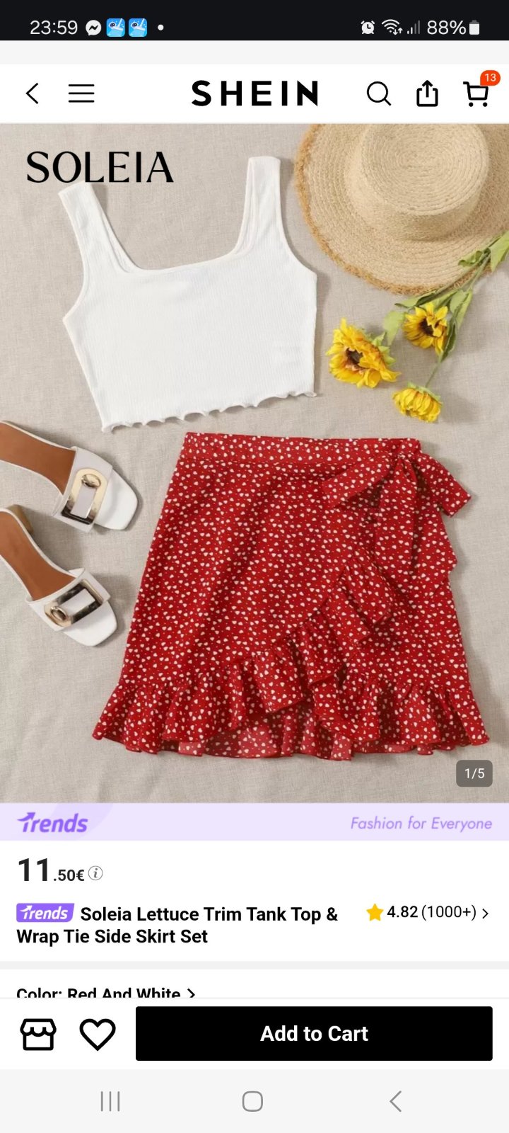 Jupe d’ete rouge fleuris 