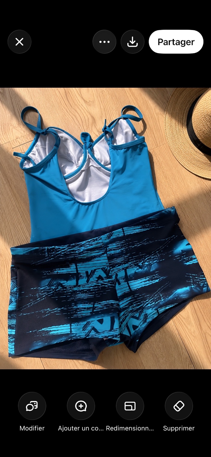 Maillot de bain femme 2 pièces bleu