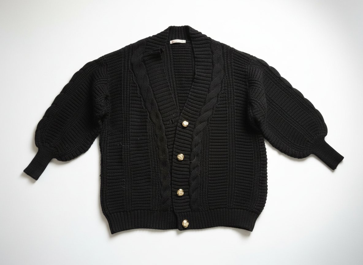 Gilet en laine couleur noir boutons dorés 