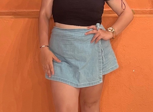 jupe short en jean bleu ciel