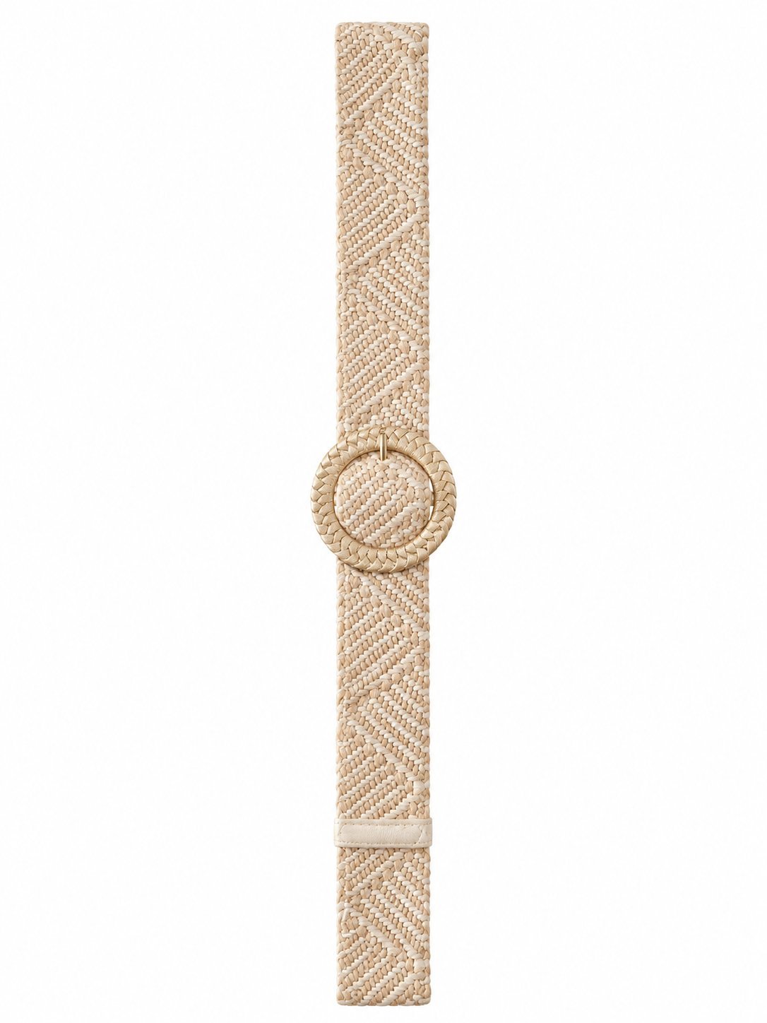 Ceinture tressée beige avec boucle ronde