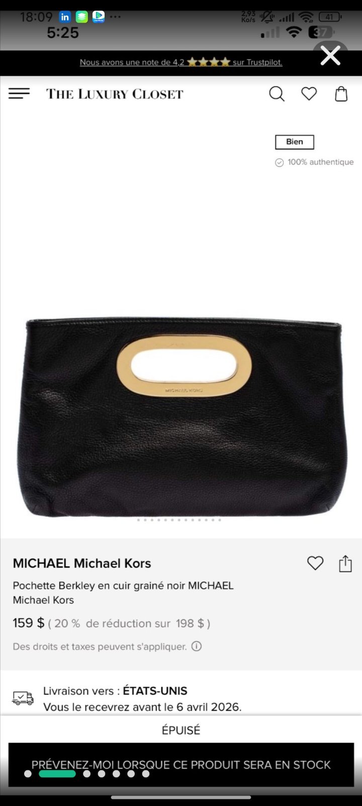 Pochette noire Michael Kors authentique 