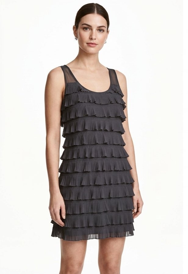Robe sans manches à volants plissés