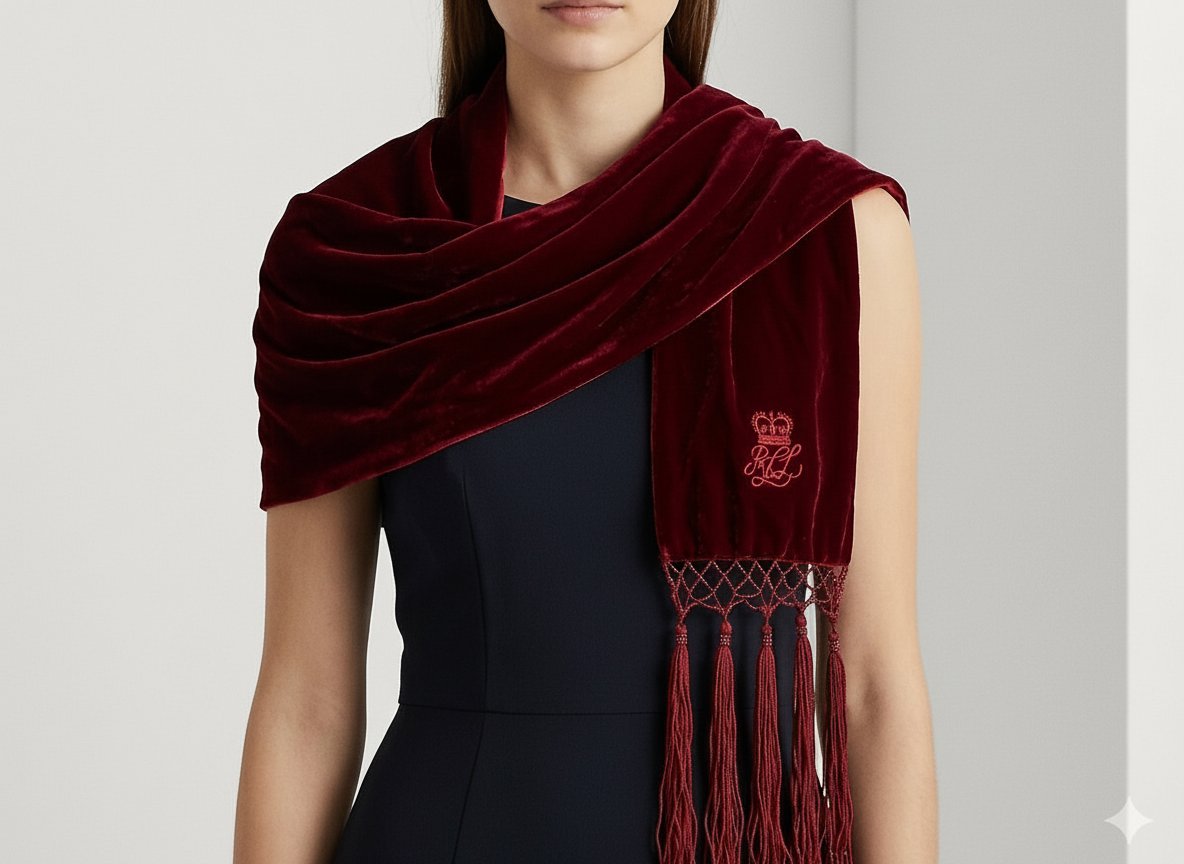 Écharpe de Soirée Lauren Ralph Lauren en Velours Rouge .