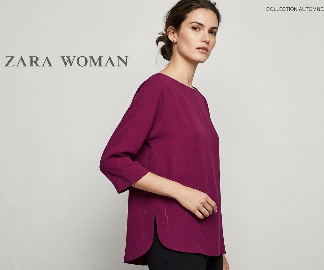 Blouse Zara Woman Magenta - Coupe Fluide et Asymétrique