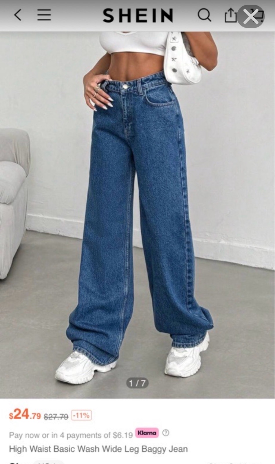 Pantallon Wide Leg Baggy Jean shein
