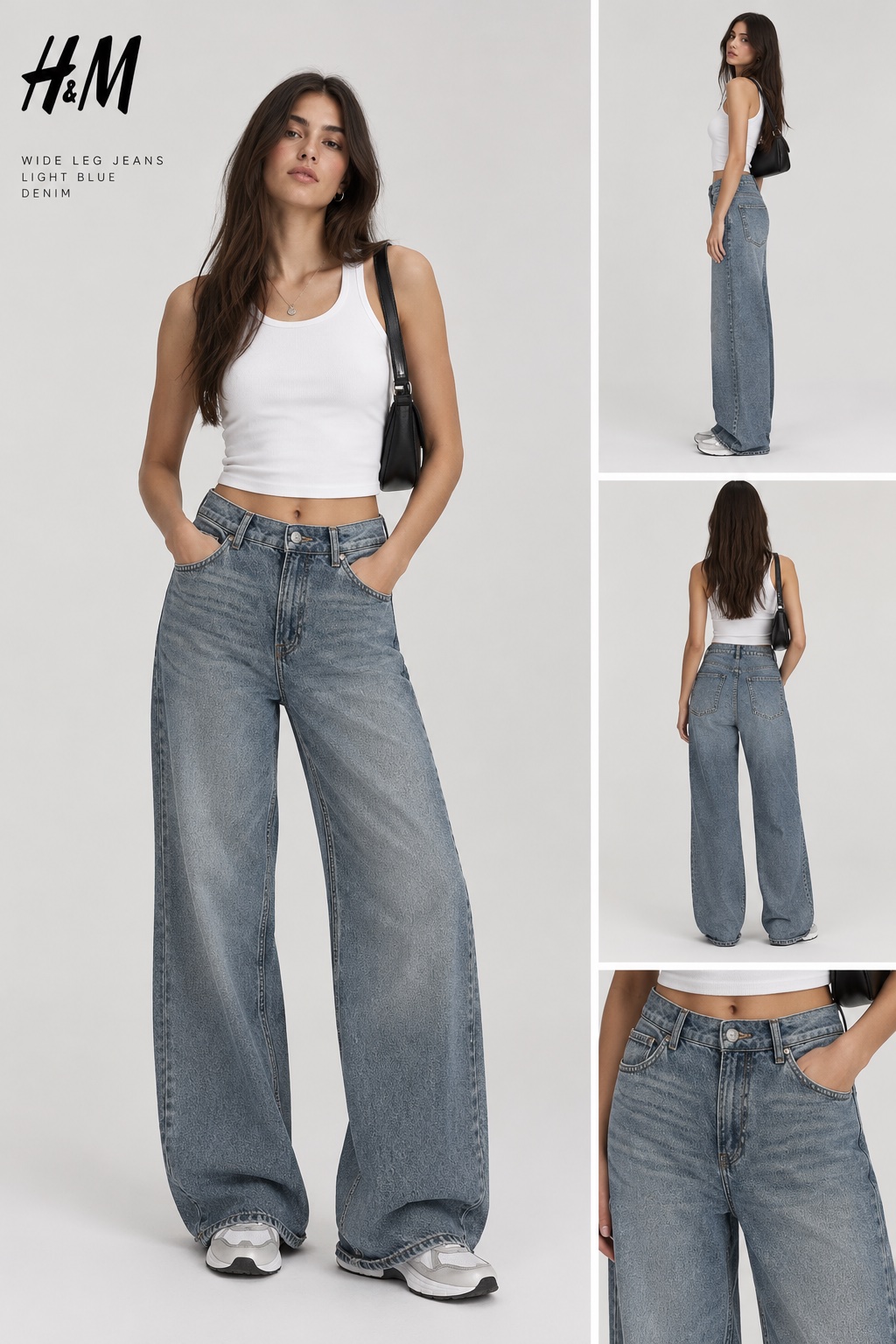 Pantalon jeans h&m baggy wide leg
