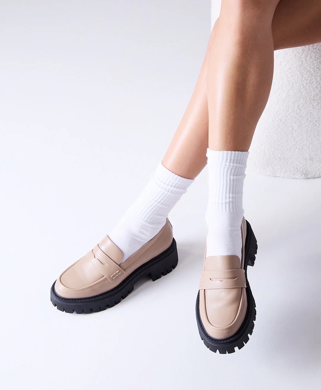 Moccassins haute semelles similicuir beige primark