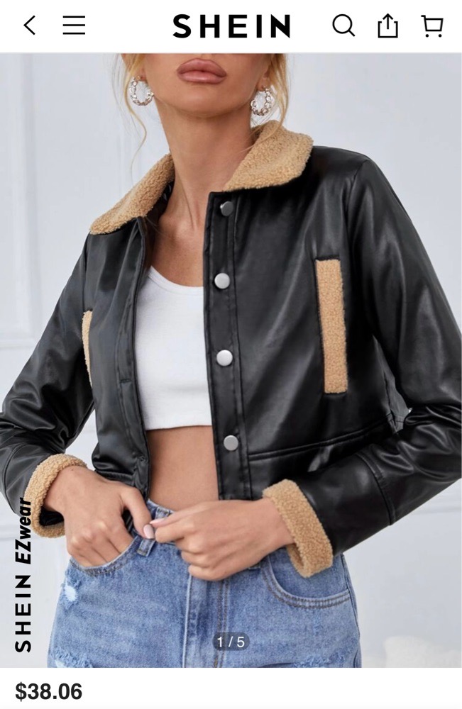 Veste noir shein neuve similicuir collection 2O24 taille S/M
