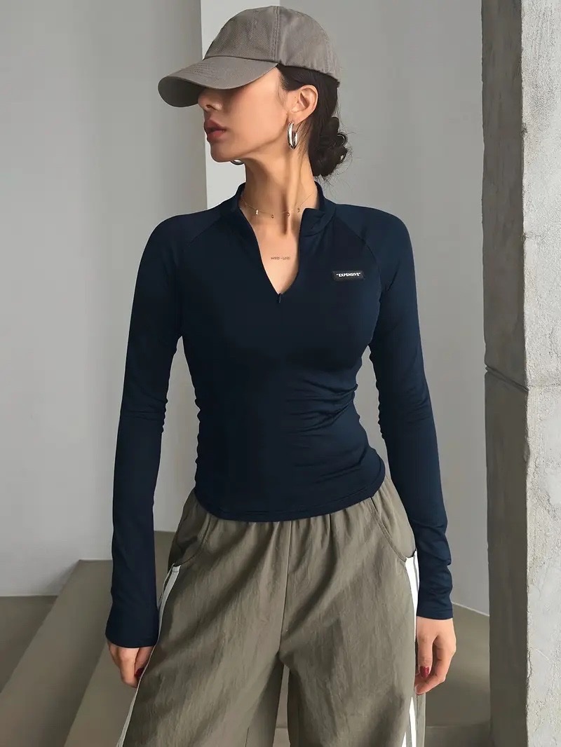 Pull ajusté zip dazy shein bleu marine