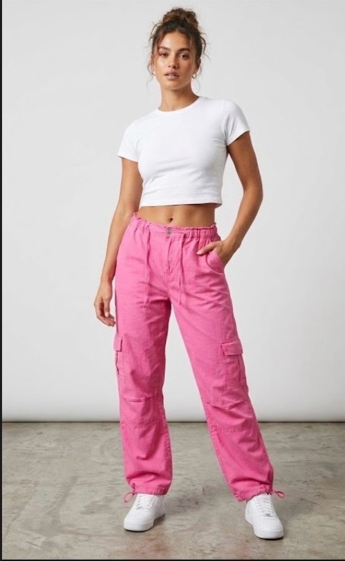 Pantalon cargo rose