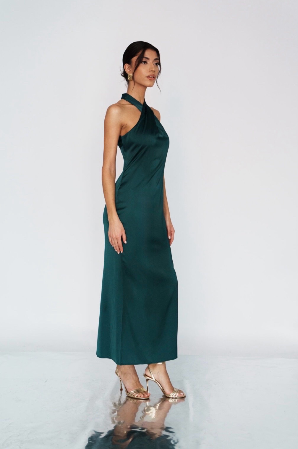 Robe satin vert 