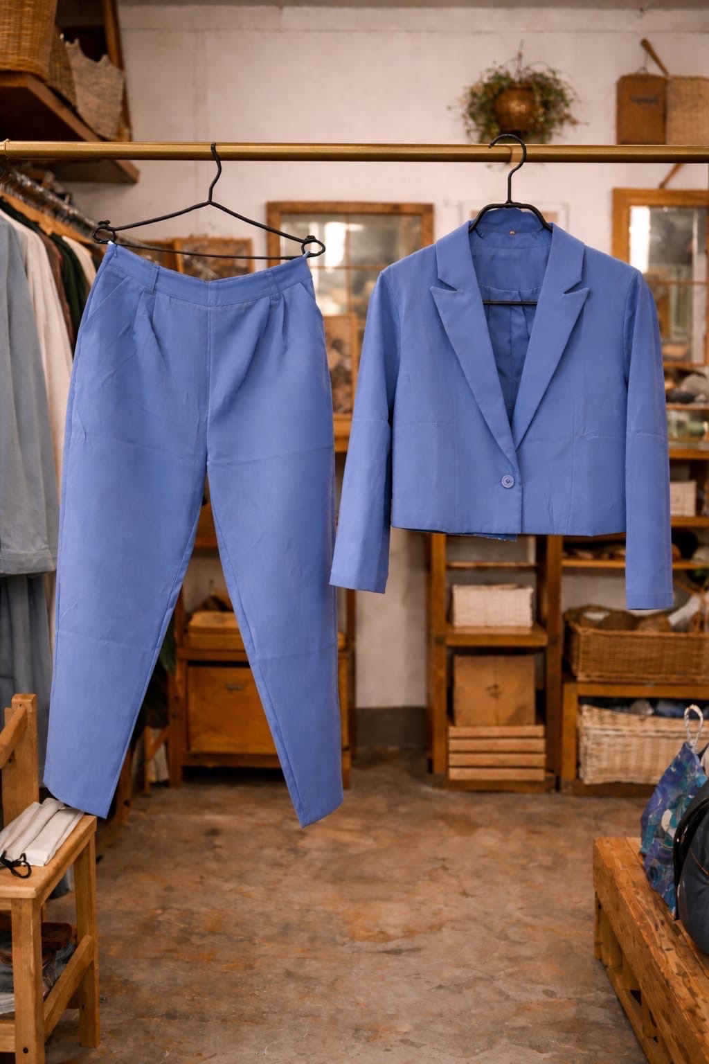 Set bleu : pantalon à cheville et veste