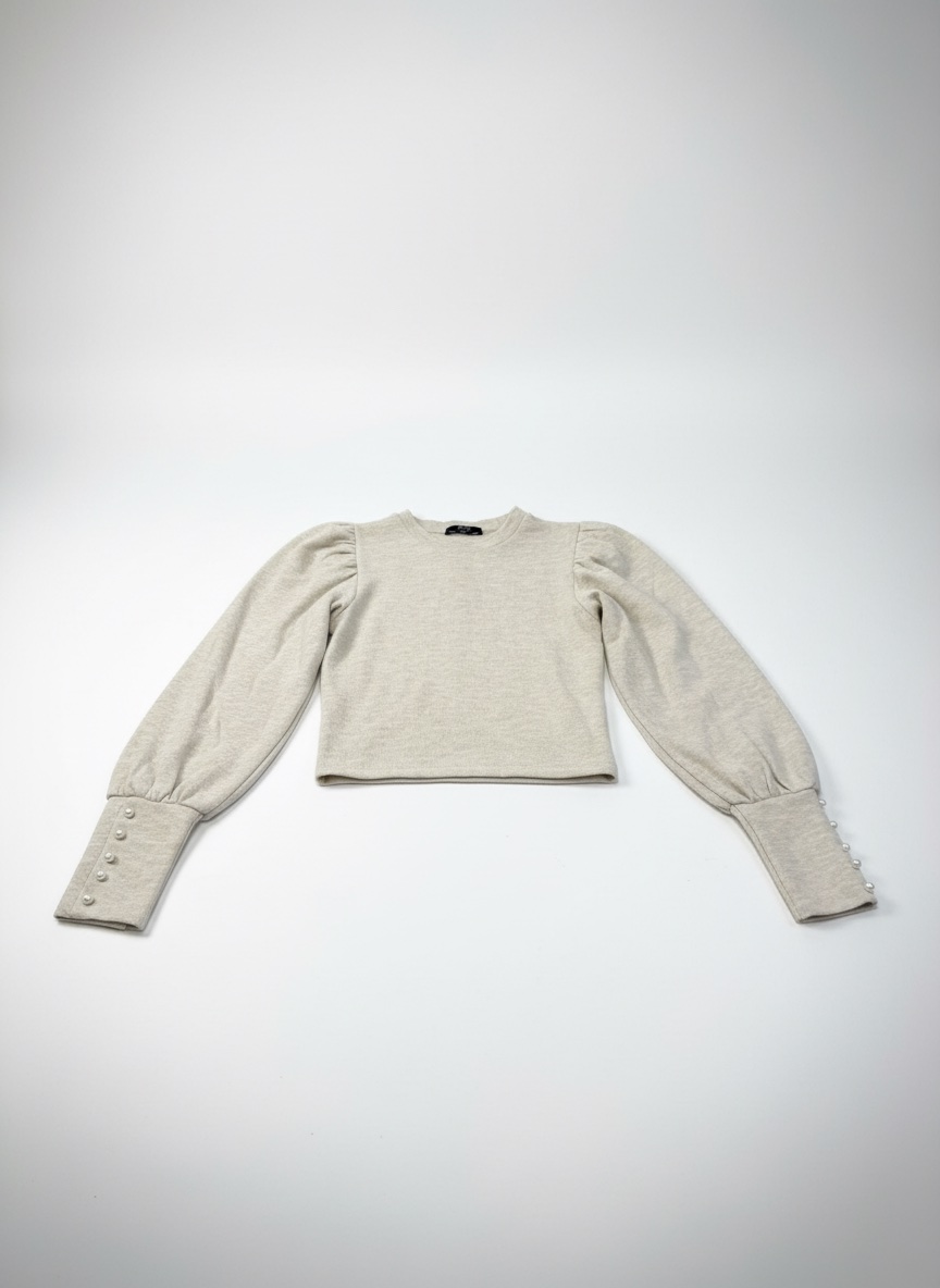 Haut ajusté beige en maille fine 