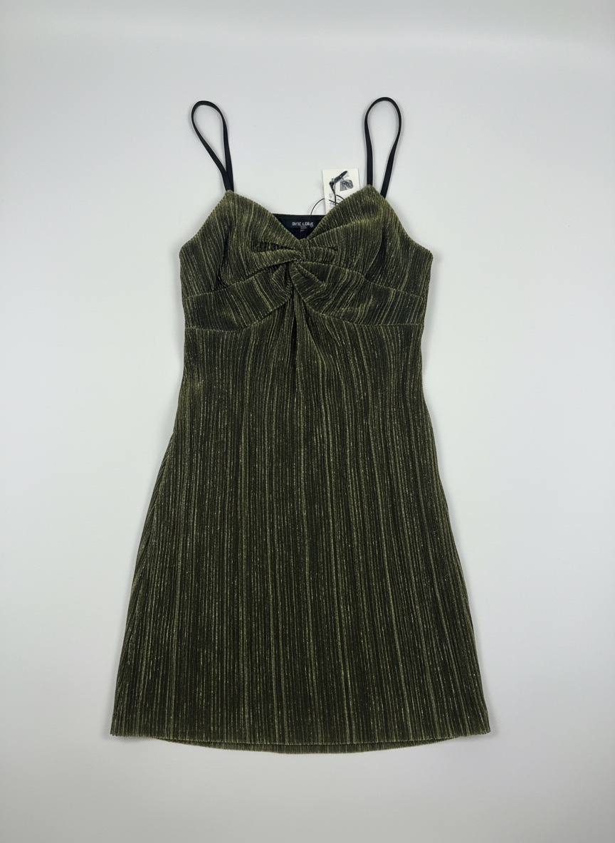 Robe soirée courte neuve vert doré/bronze