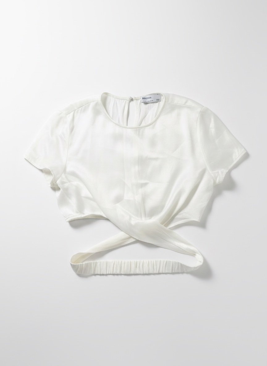 Crop top satiné neuf blanc cassé