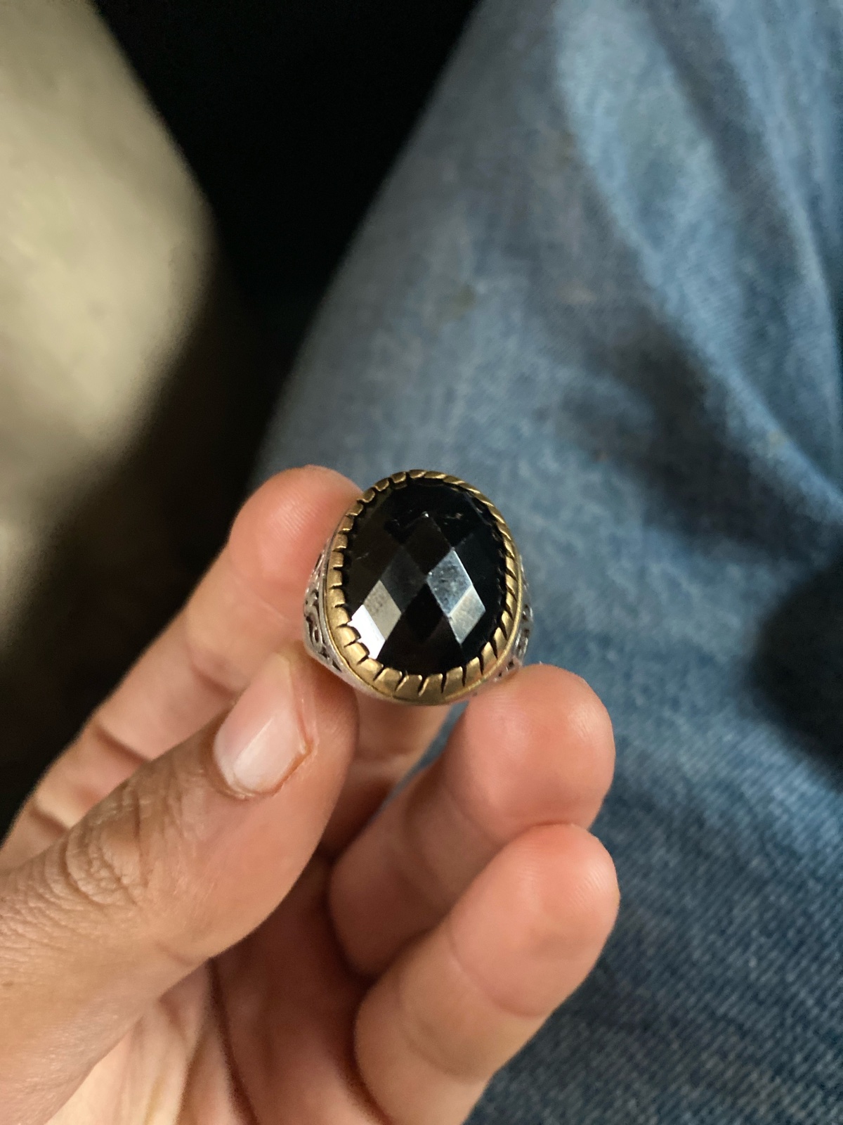 Silver and gold ring
