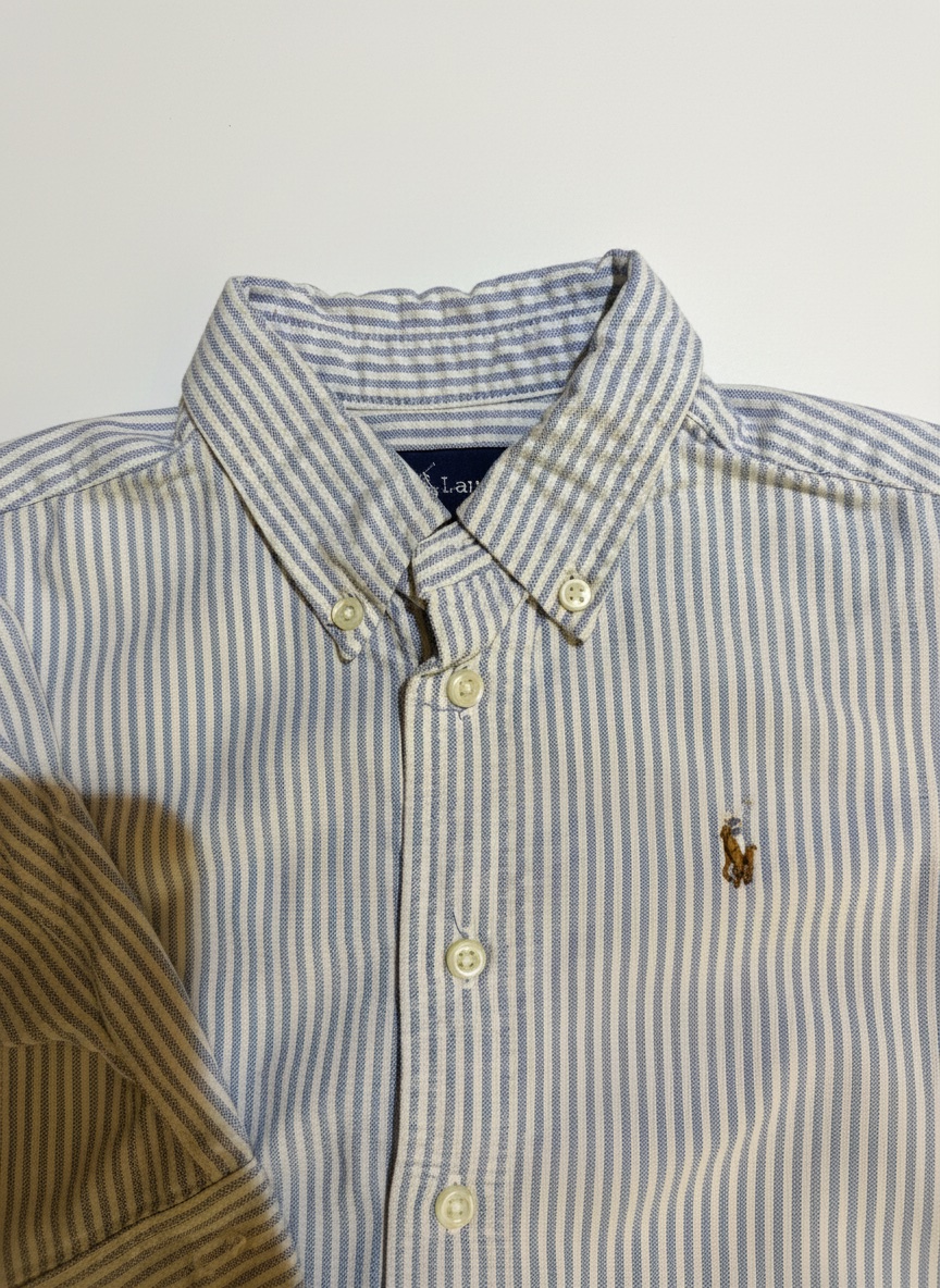 Chemise blanche Ralph avec rayures bleu ciel 