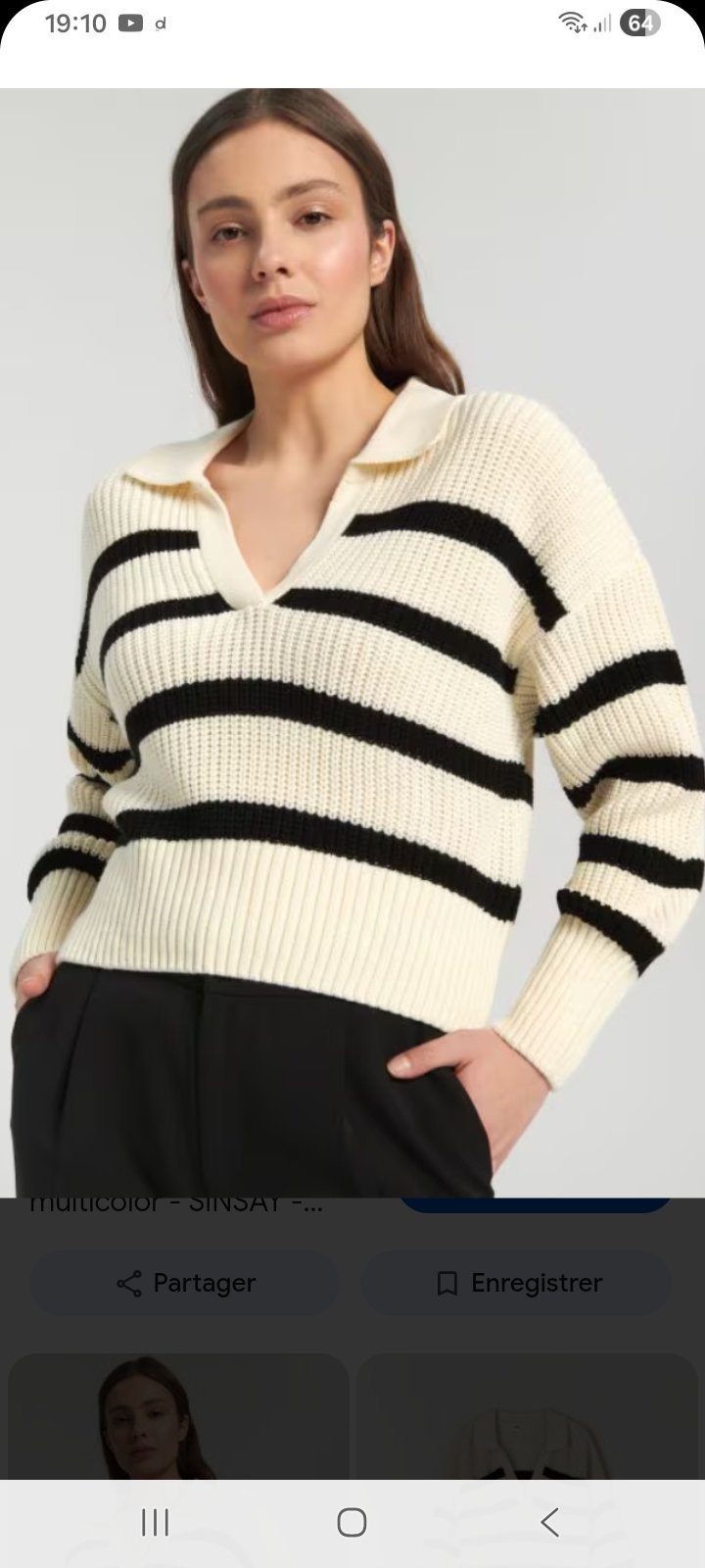 Pull à col rayé 