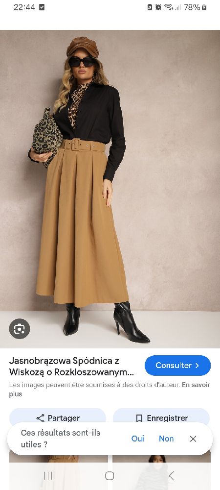 Jupe évasée camel