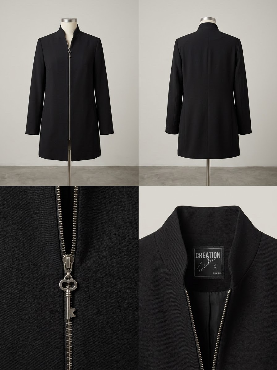 Manteau noir zippé