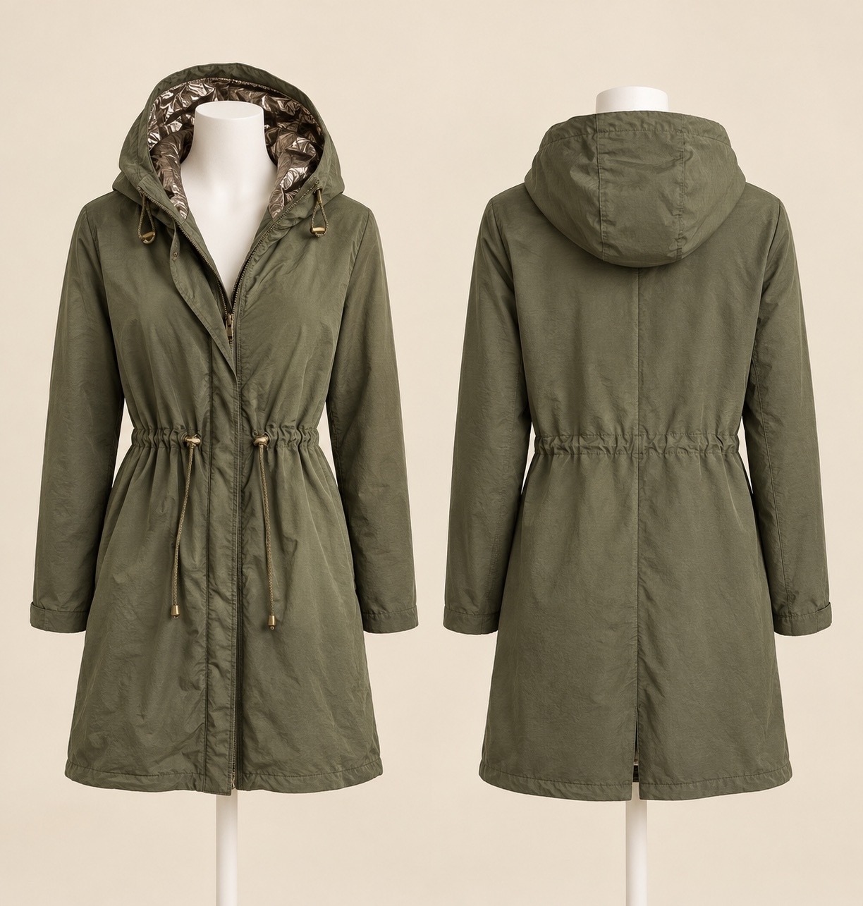 Manteau parka avec cordon de serrage