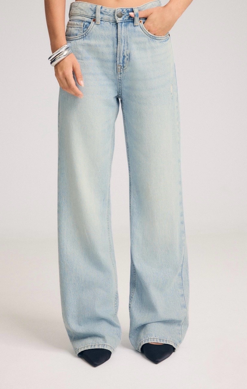 Jean droit large taille haute déchiré – neuf avec étiquette