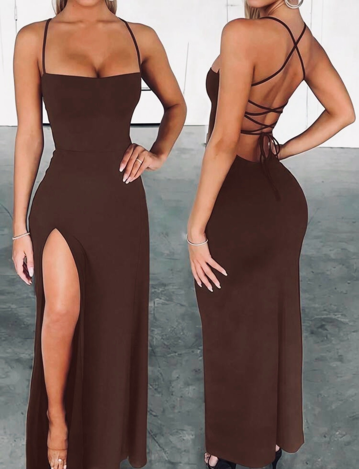 Robe moulante marron 