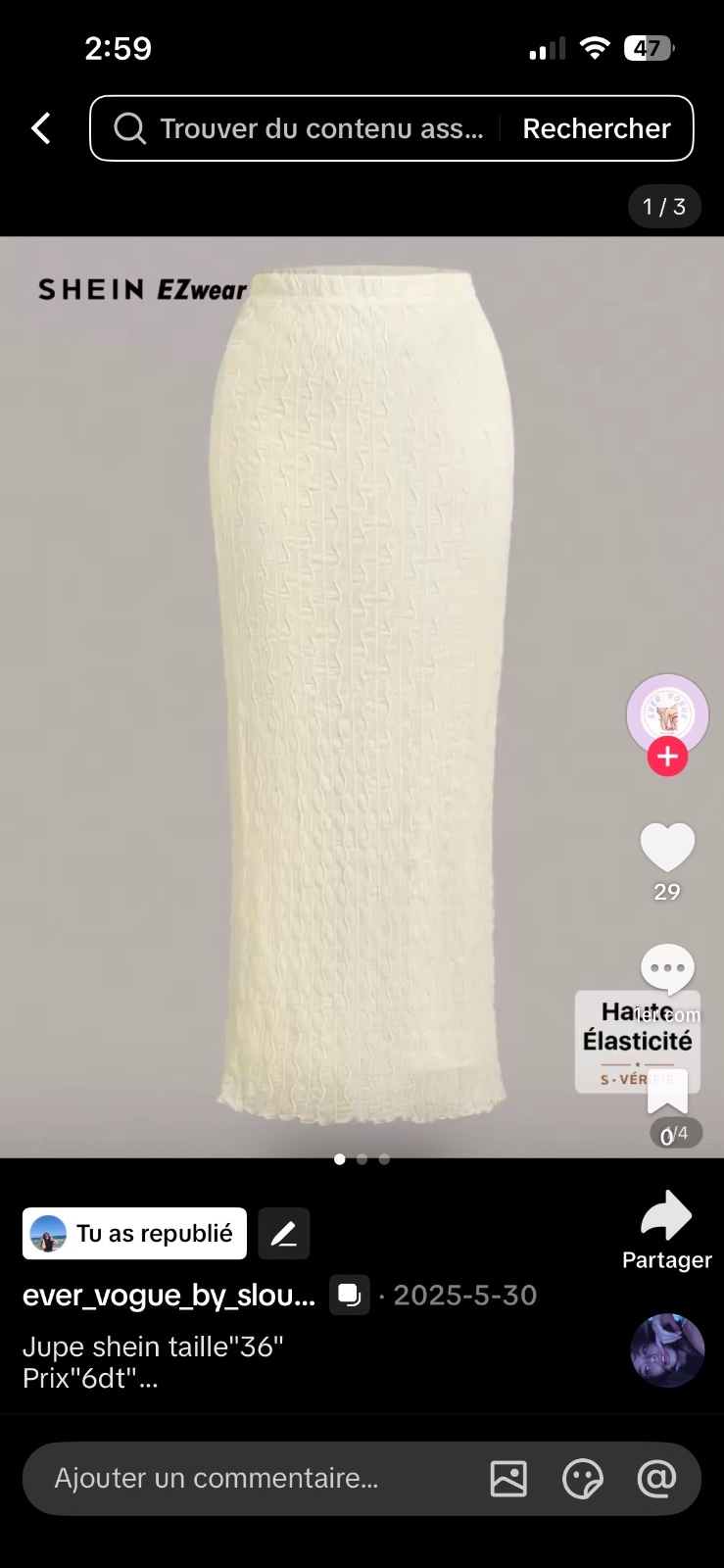 Jupe beige shein