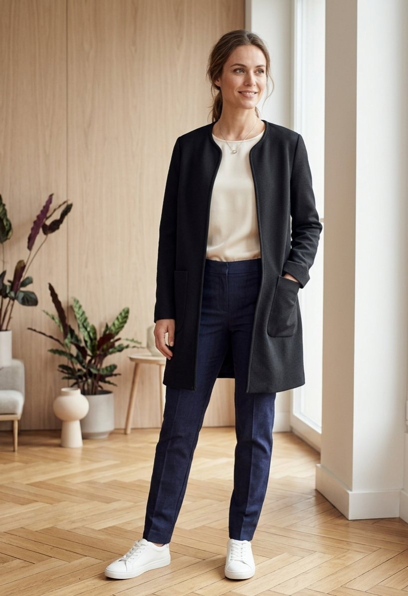 Veste noire longue H&M