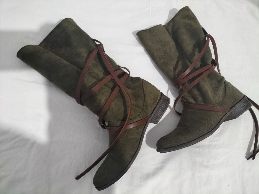 Bottes vertes effet daim 