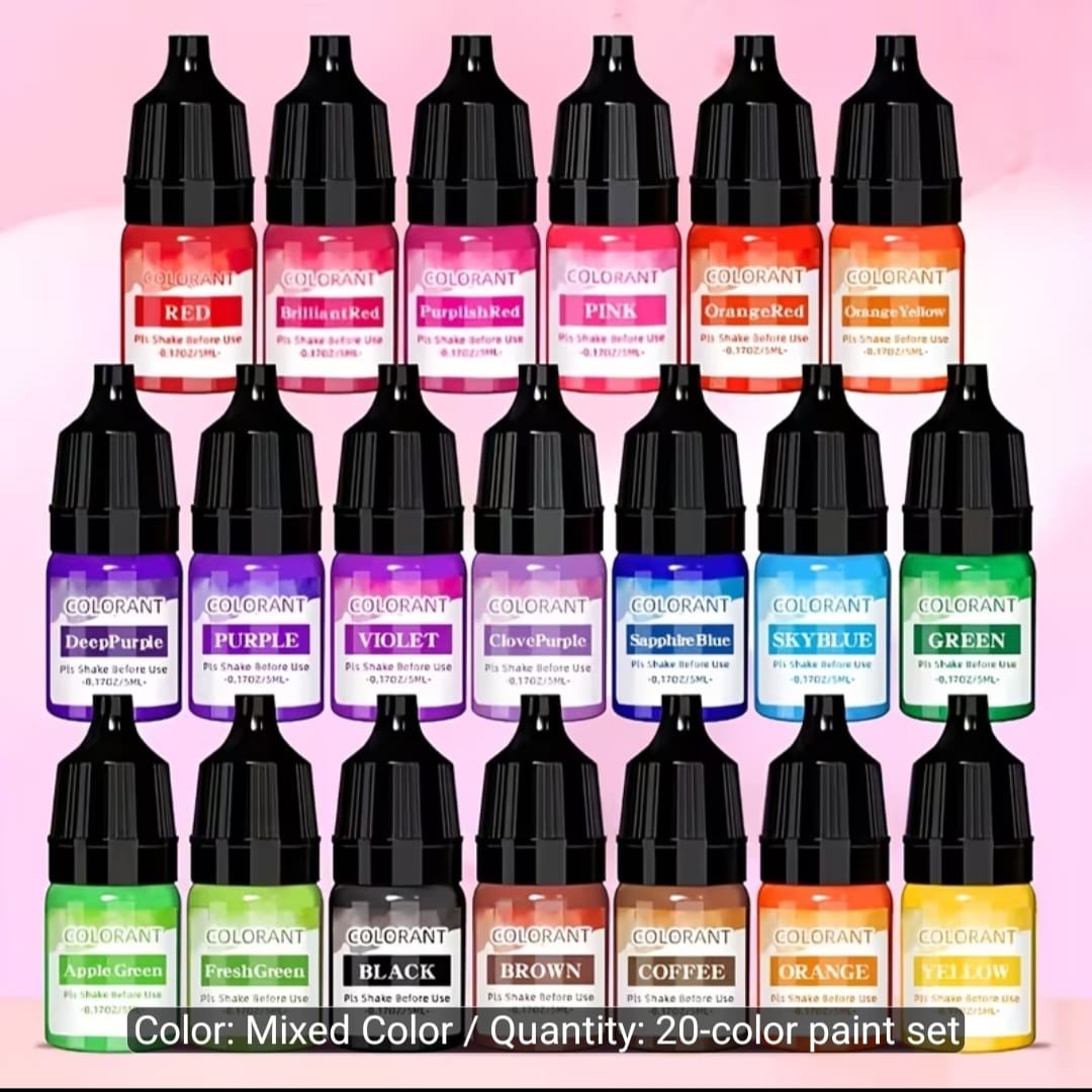 20 different color oils