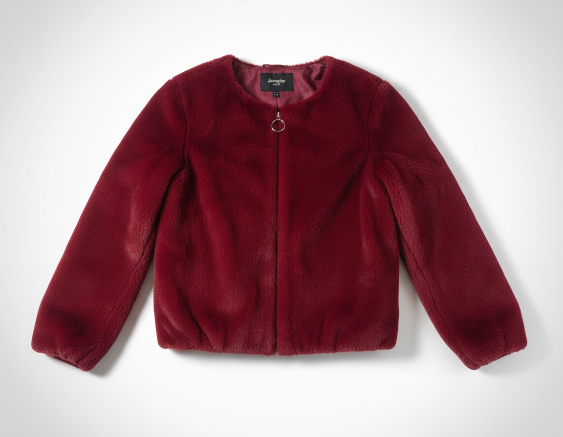 Veste en fausse fourrure bordeaux