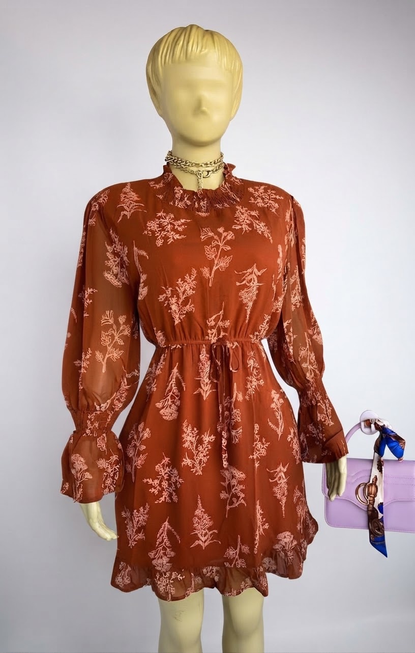 Robe min avec des manches bouffantes