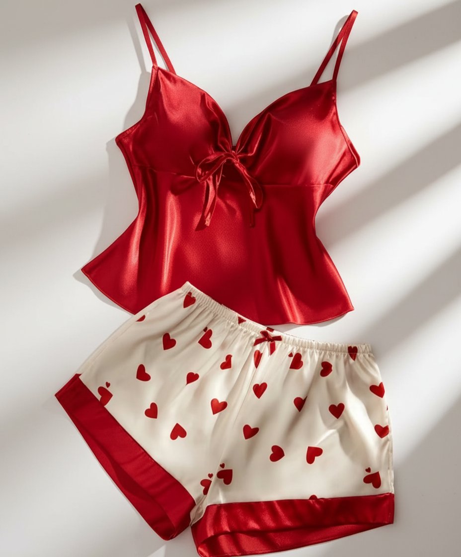 Pyjama satin rouge
