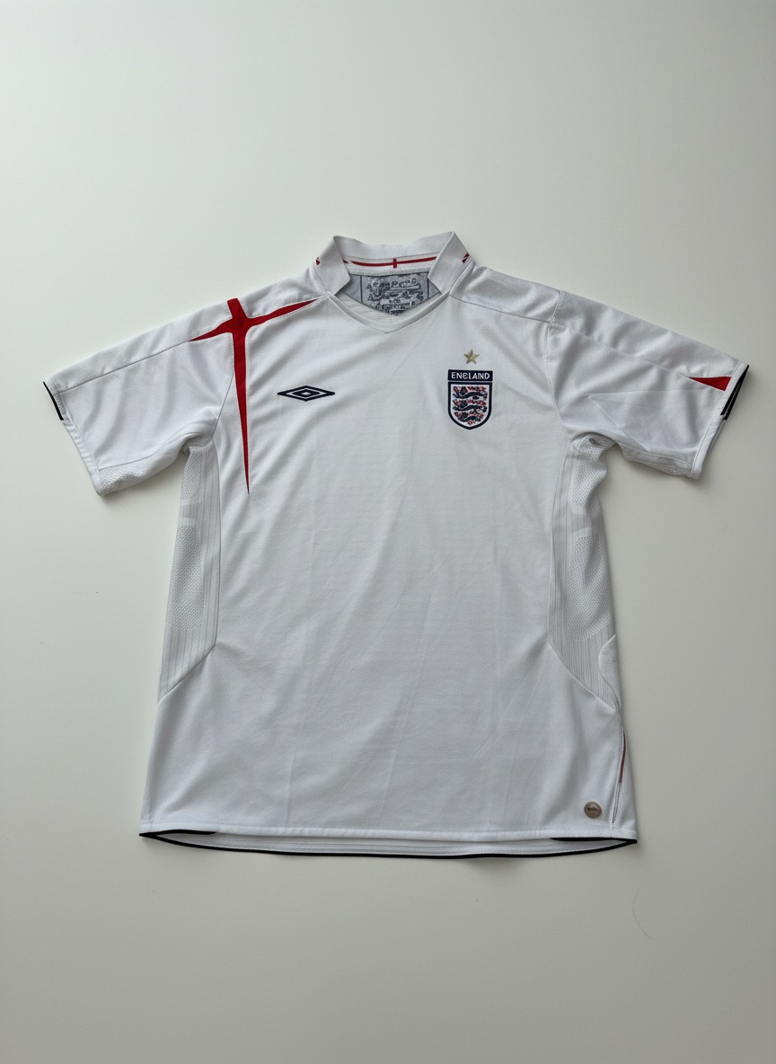Authentic England Umbro 2005 2007 Home Football Shirt Soccer Jersey White Mens