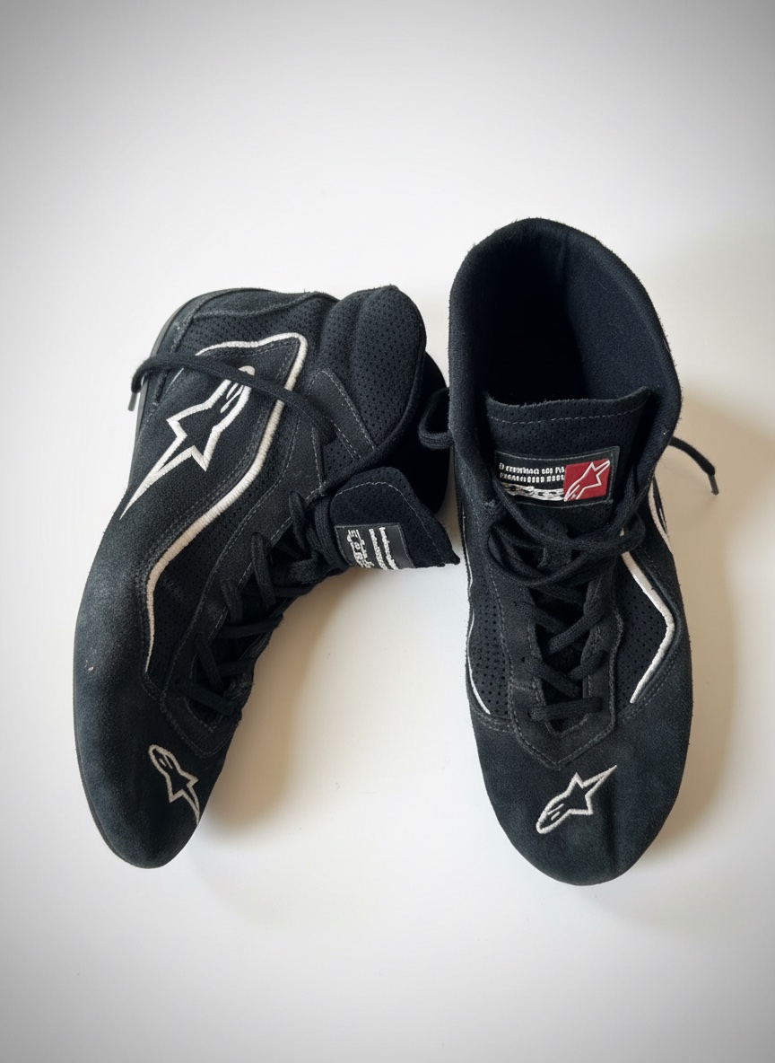 Vintage Alpinestars SP Racing Shoes FIA 8856-2000 Black Suede.  Size 40/41